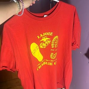 Red and Yellow men’s t shirt